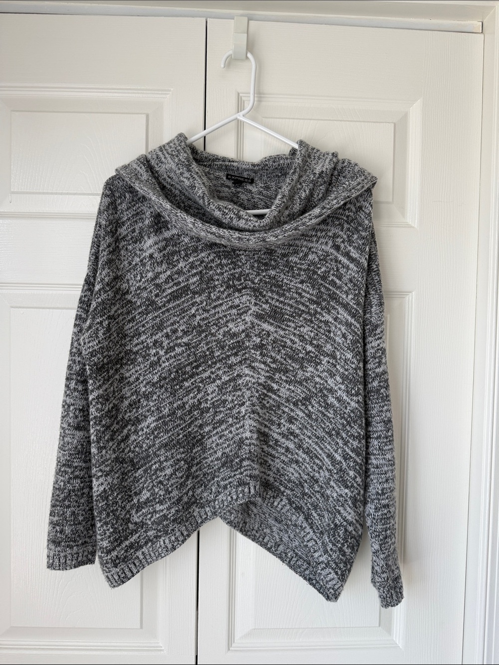 Express Gray Marled Cowl Neck Sweater